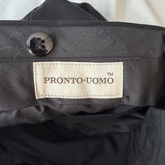 Pronto Uomo Men's 100% Wool Dress Pants Black Size Tag: 40‎ Leg Stripe Formal - Picture 5 of 12